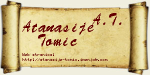 Atanasije Tomić vizit kartica